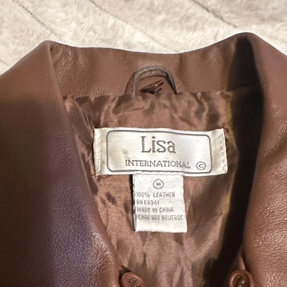 Lisa International women’s Brown genuine Leather Vest with front zipper size M - Picture 4 of 9
